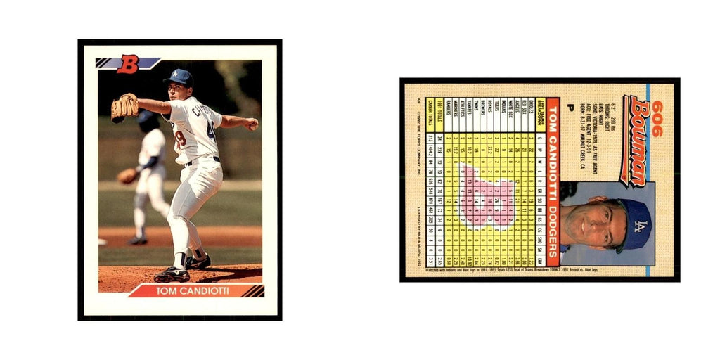 1992 Bowman Tom Candiotti Baseball Cards #606