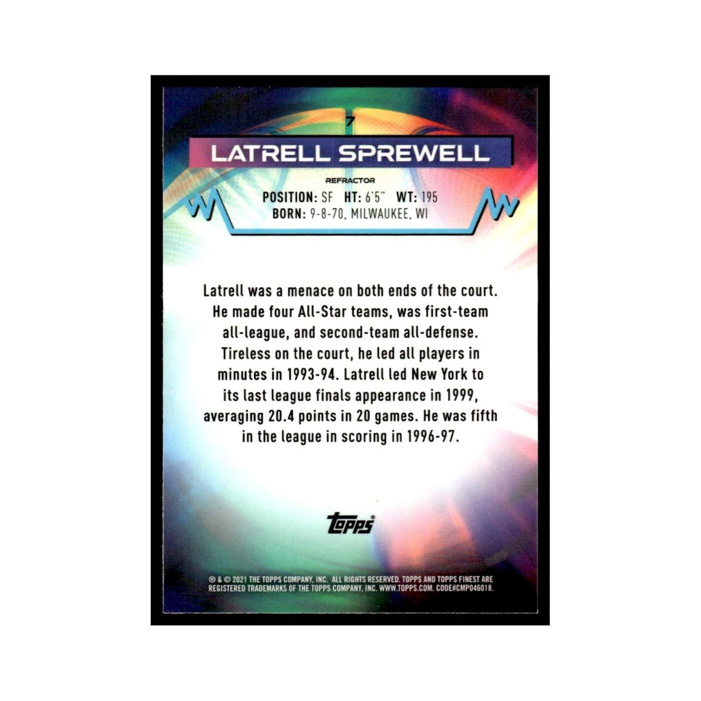 Latrell Sprewell 2021 Topps Finest Refractor #7 Basketball Card NM