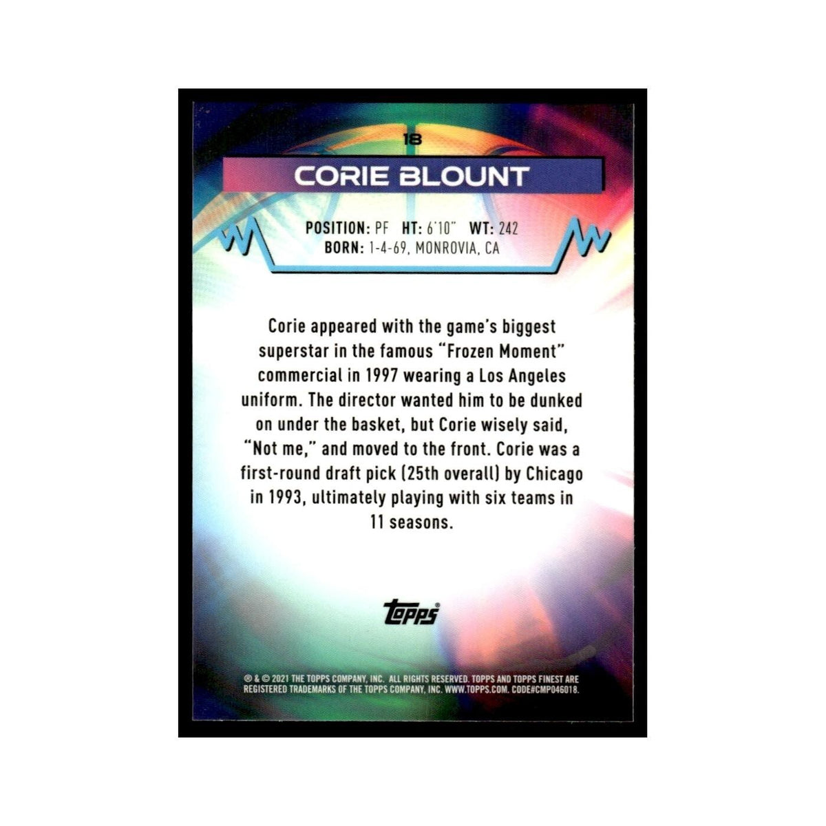 Corie Blount 2021 Topps Finest #18 Basketball Card NM