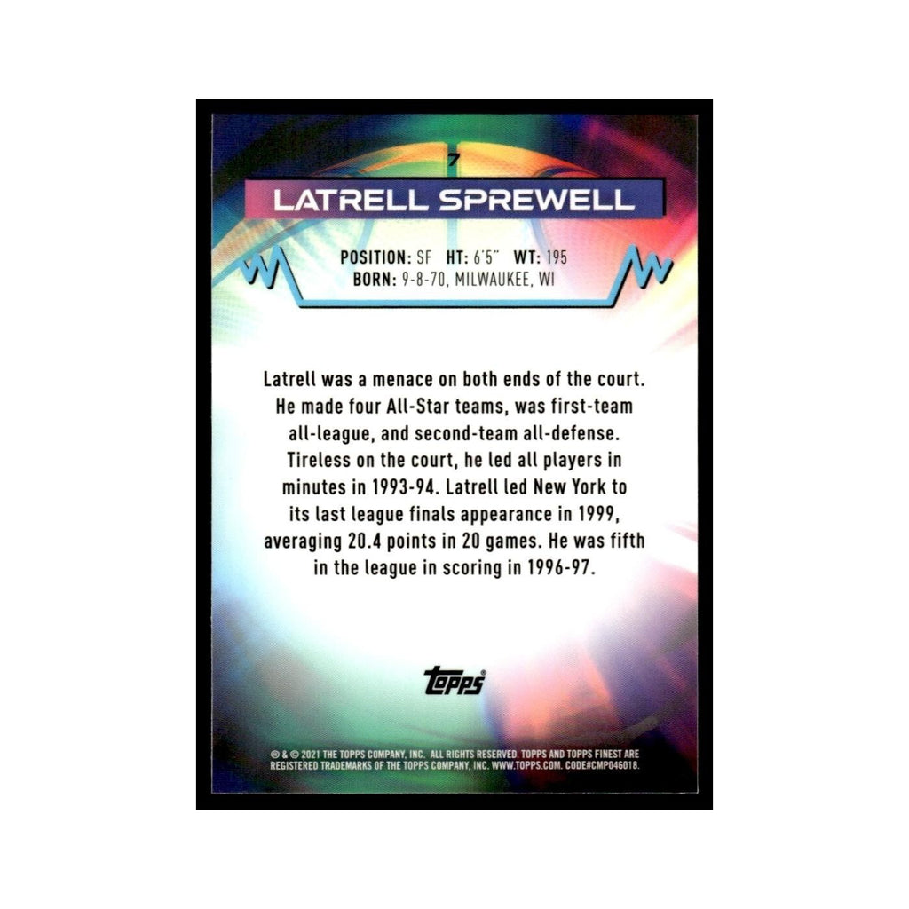 Latrell Sprewell 2021 Topps Finest #7 Basketball Card NM