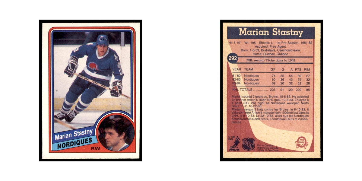 1984 O-Pee-Chee Marian Stastny Quebec Nordiques #292