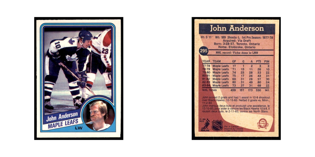 1984 O-Pee-Chee John Anderson Toronto Maple Leafs #295
