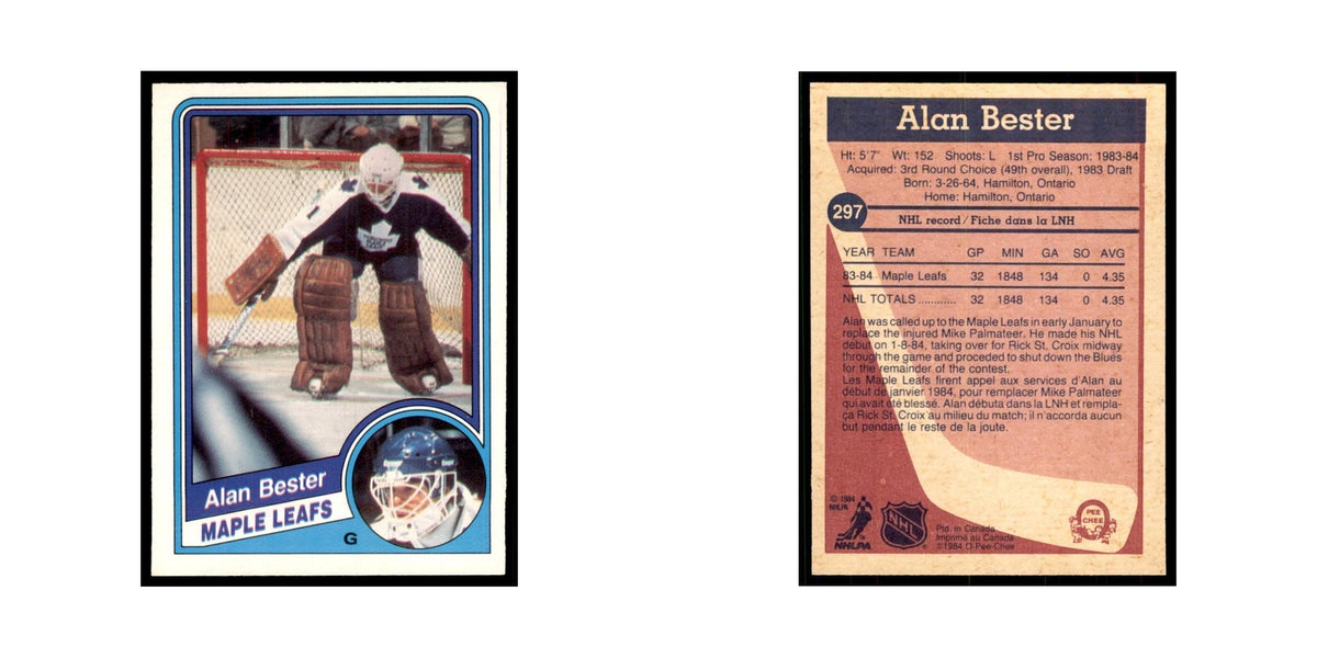 1984 O-Pee-Chee Allan Bester RC Toronto Maple Leafs #297