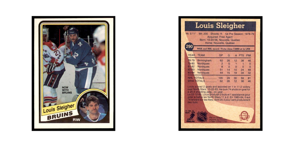 1984 O-Pee-Chee Louis Sleigher Boston Bruins #290