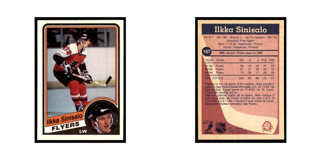 1984 O-Pee-Chee Ilkka Sinisalo RC Philadelphia Flyers #167