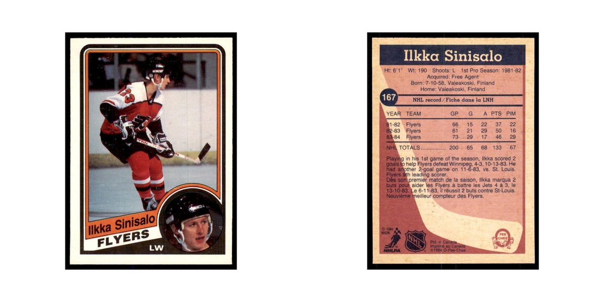 1984 O-Pee-Chee Ilkka Sinisalo RC Philadelphia Flyers #167