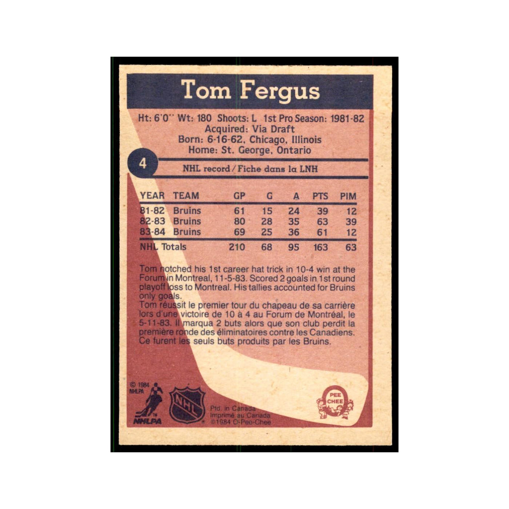 1984 O-Pee-Chee Tom Fergus Boston Bruins #4