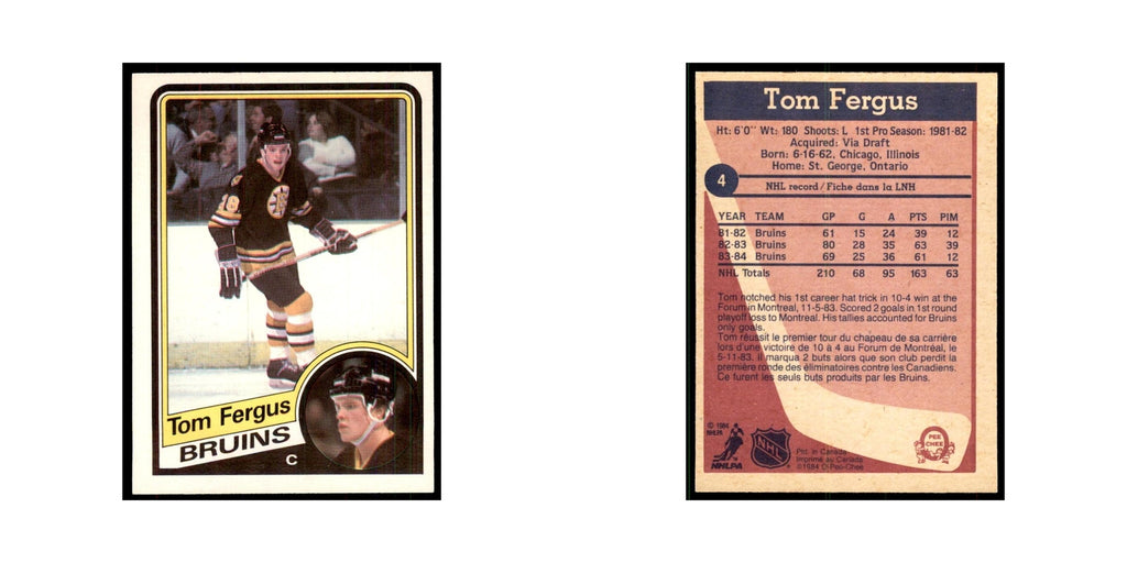 1984 O-Pee-Chee Tom Fergus Boston Bruins #4