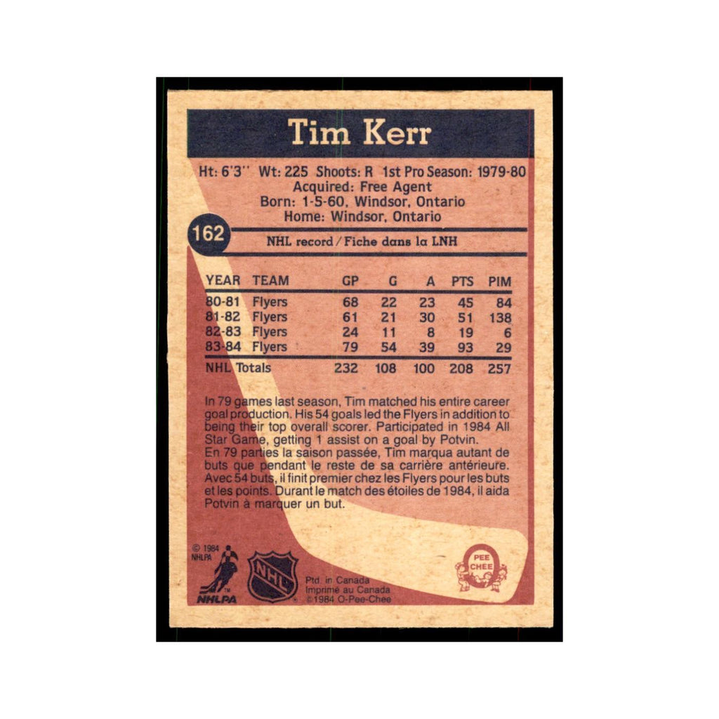 1984 O-Pee-Chee Tim Kerr Philadelphia Flyers #162