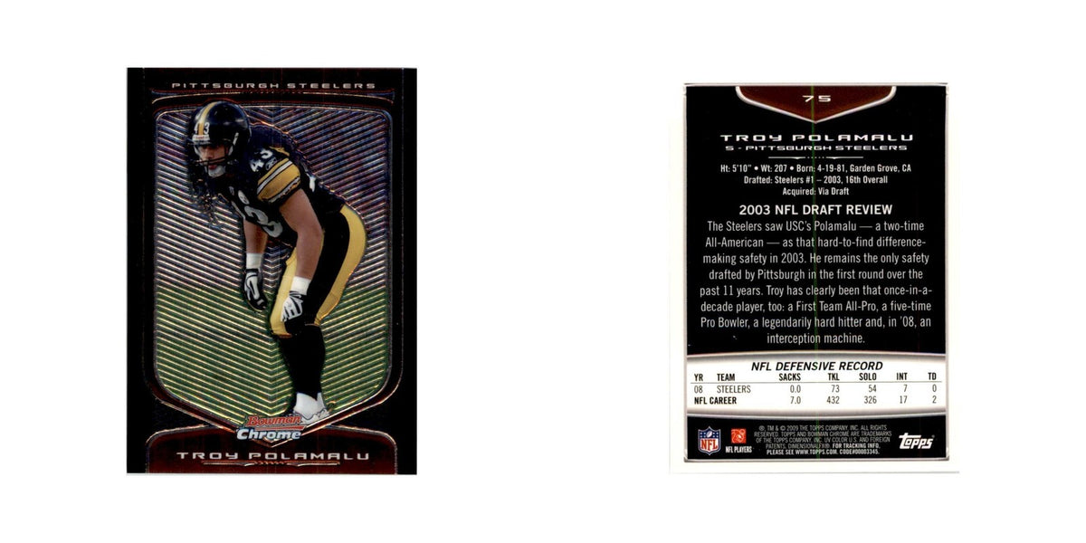 2009 Bowman Chrome Troy Polamalu Football Cards #75.0