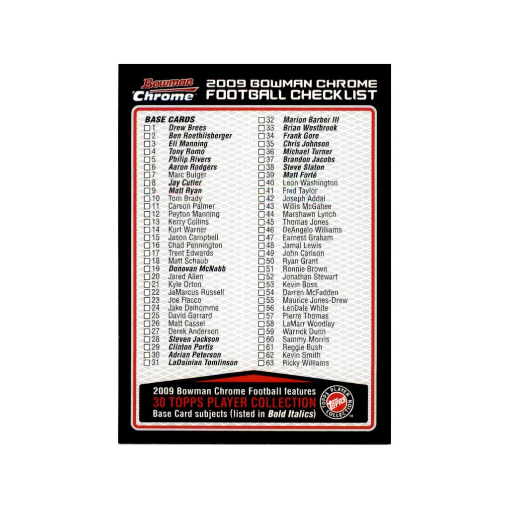 2009 Bowman Chrome Checklist Football Cards #nan