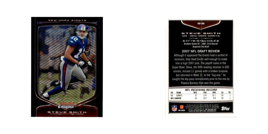 2009 Bowman Chrome Steve Smith Football Cards #5.0