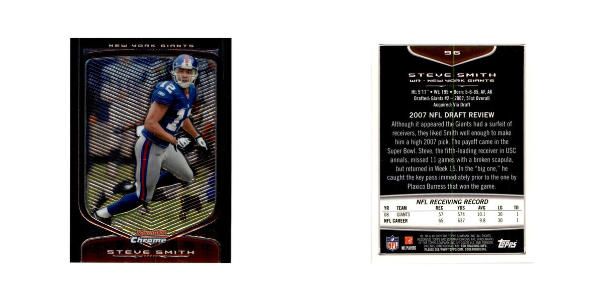 2009 Bowman Chrome Steve Smith Football Cards #5.0