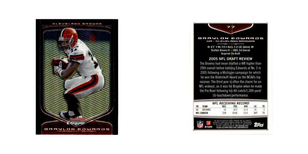 2009 Bowman Chrome Braylon Edwards Football Cards #77.0