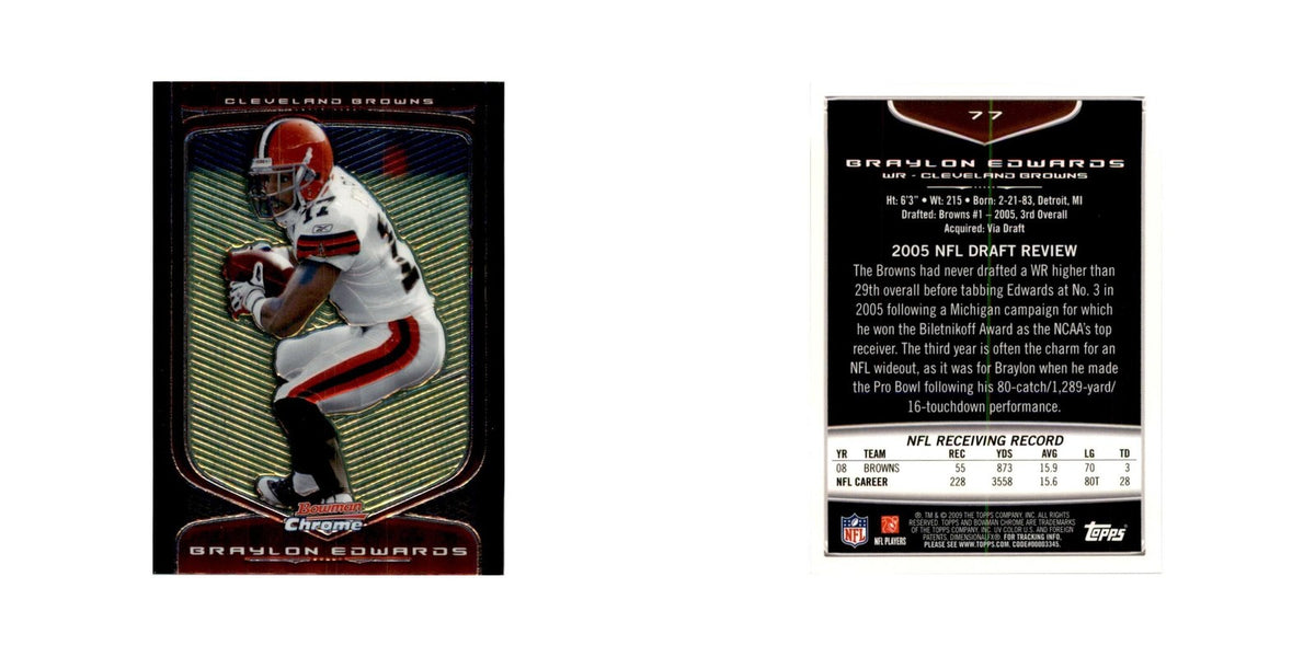 2009 Bowman Chrome Braylon Edwards Football Cards #77.0
