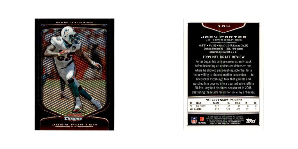 2009 Bowman Chrome Joey Porter Football Cards #104.0