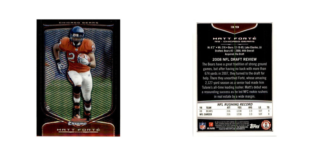2009 Bowman Chrome Matt Forte Football Cards #39.0