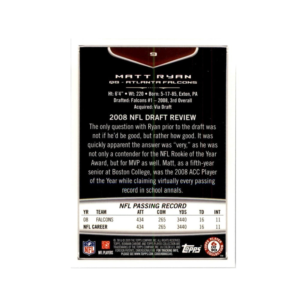2009 Bowman Chrome Matt Ryan Football Cards #9.0