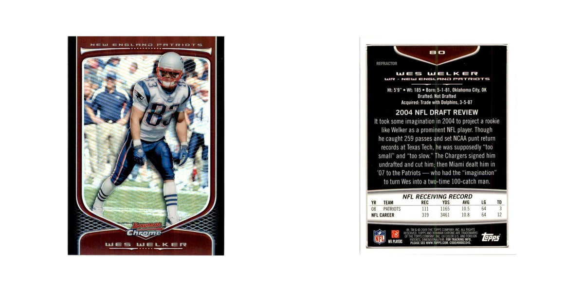 2009 Bowman Chrome Wes Welker Football Cards #80.0