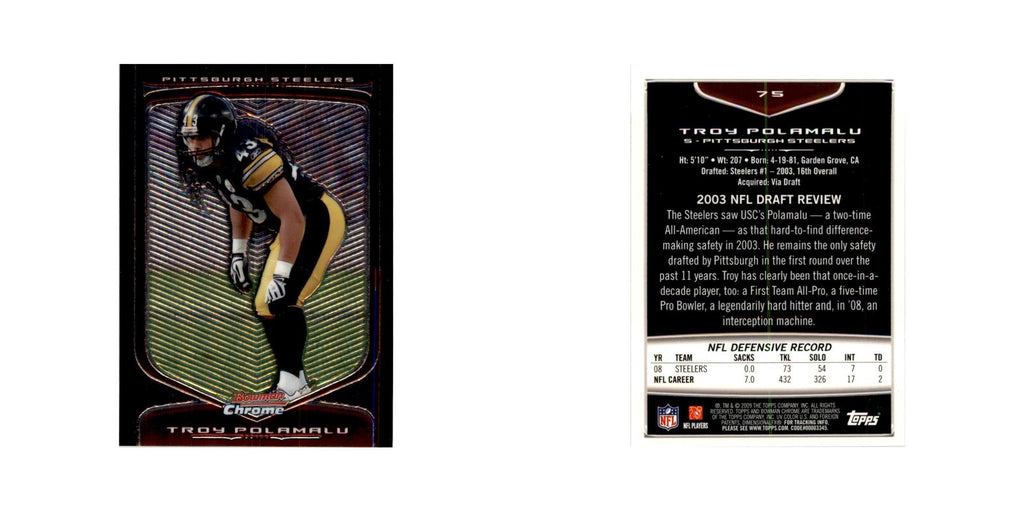 2009 Bowman Chrome Troy Polamalu Football Cards #75.0