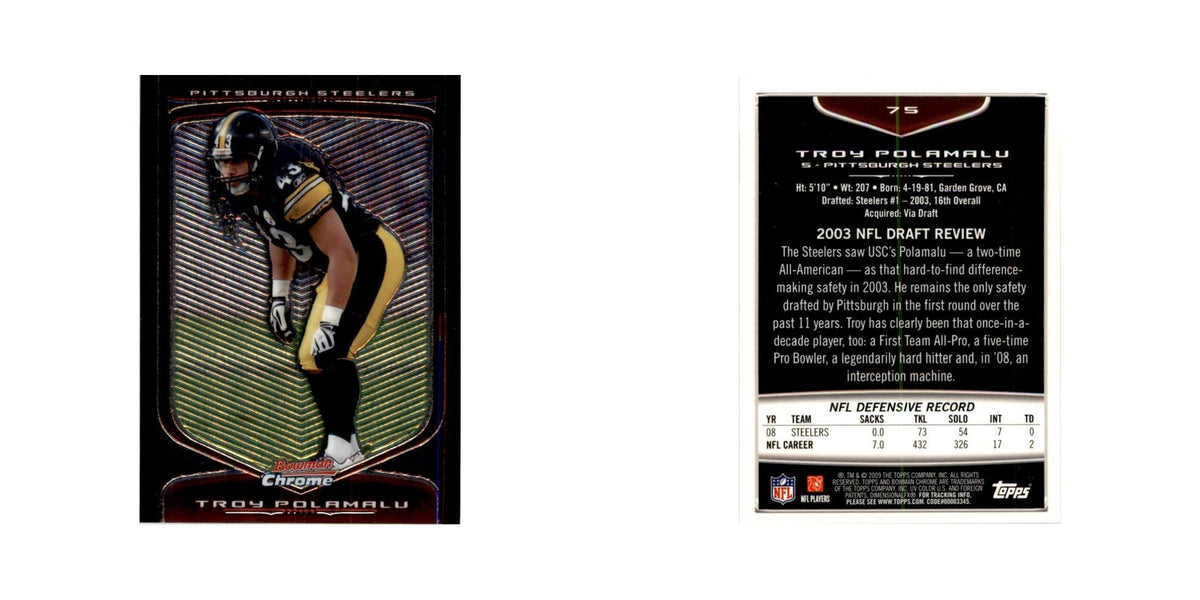 2009 Bowman Chrome Troy Polamalu Football Cards #75.0