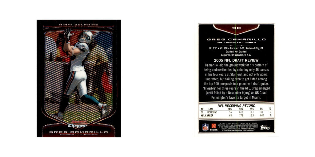 2009 Bowman Chrome Greg Camarillo Football Cards #90.0