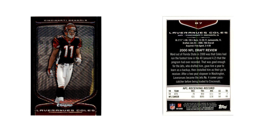 2009 Bowman Chrome Laveranues Coles Football Cards #87.0