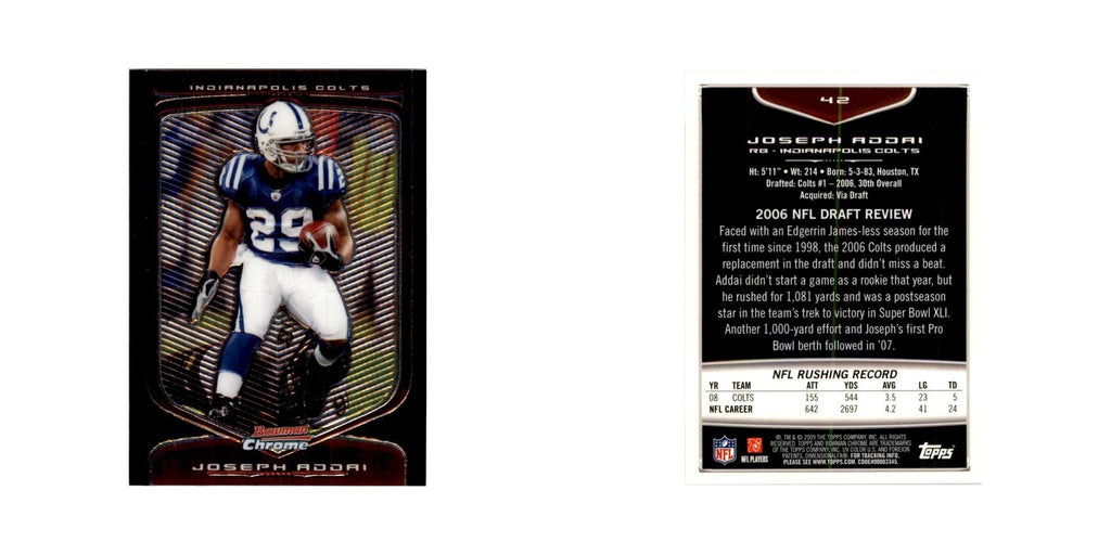2009 Bowman Chrome Joseph Addai Football Cards #42.0