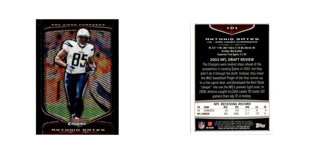 2009 Bowman Chrome Antonio Gates Football Cards #101.0