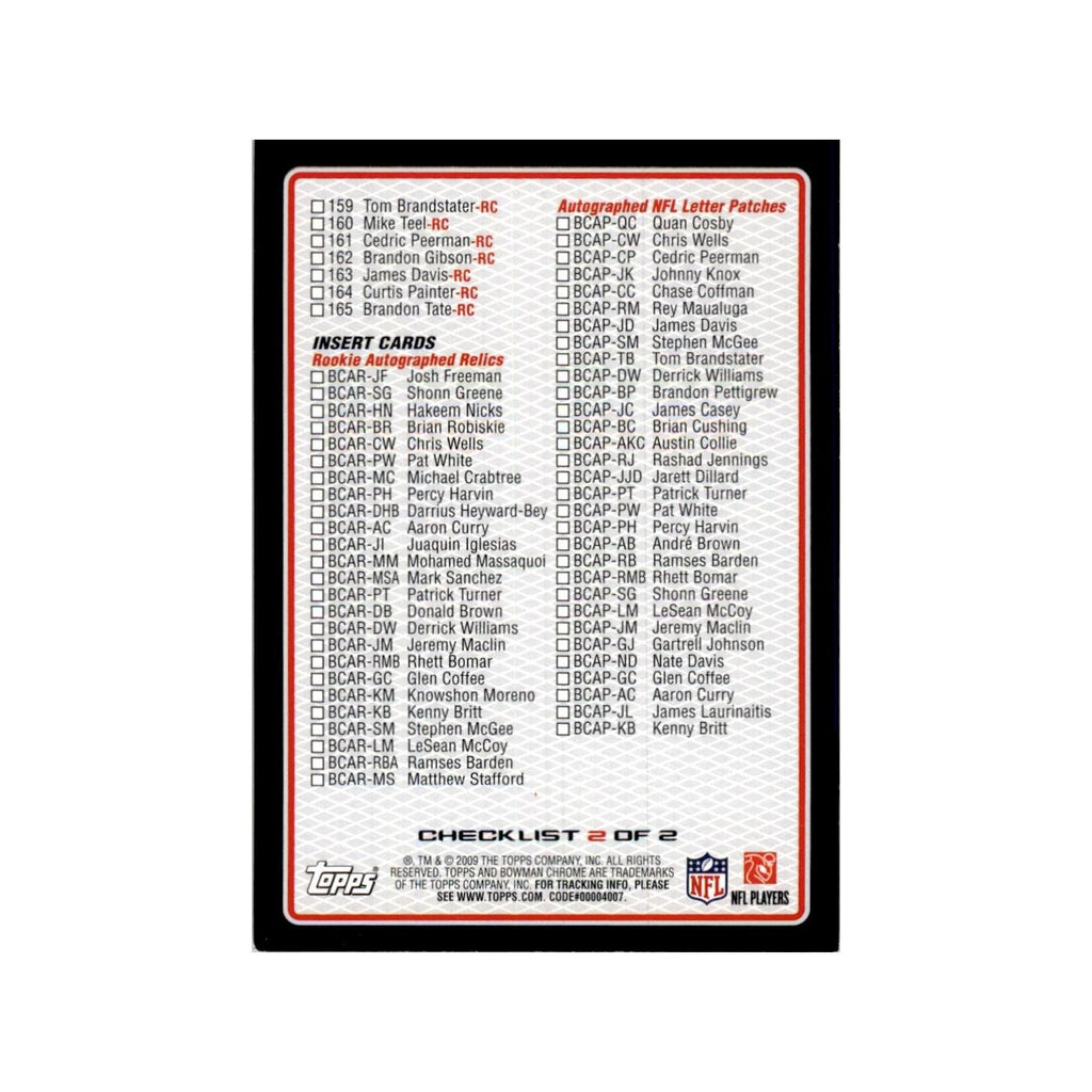 2009 Bowman Chrome Checklist Football Cards #nan