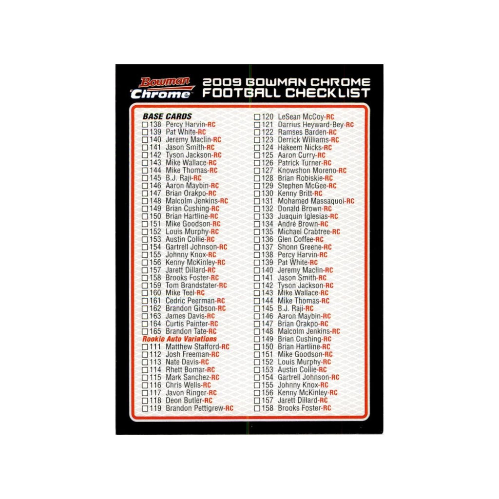 2009 Bowman Chrome Checklist Football Cards #nan
