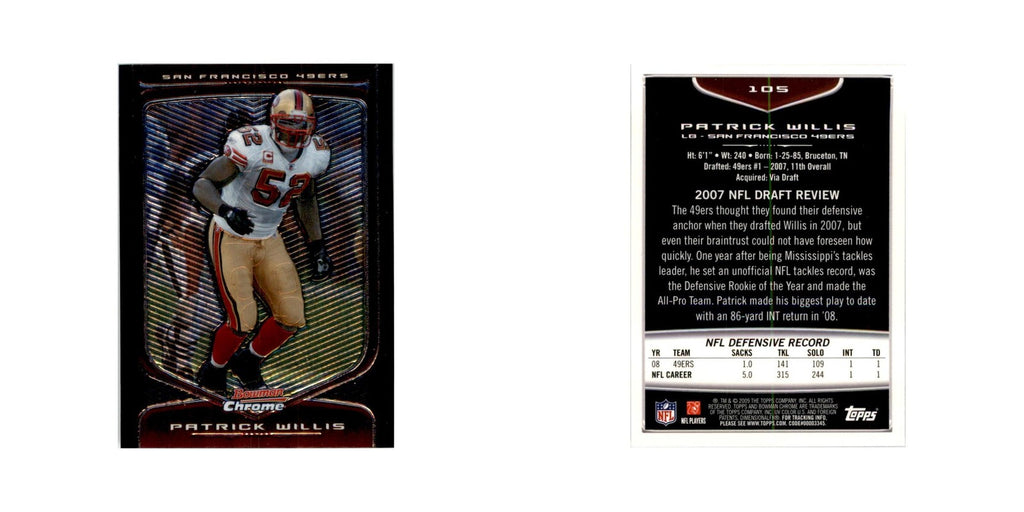 2009 Bowman Chrome Patrick Willis Football Cards #105.0