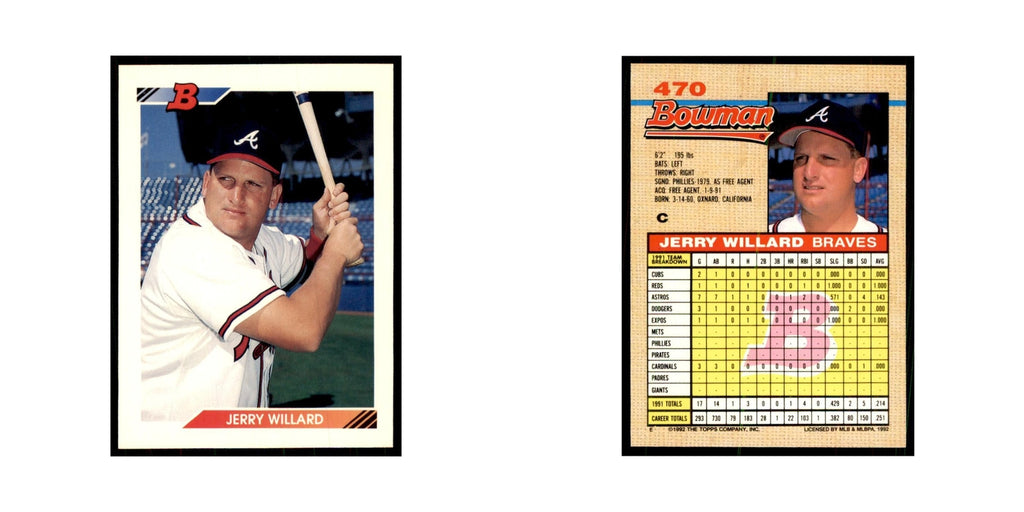 1992 Bowman Jerry Willard Baseball Cards #470