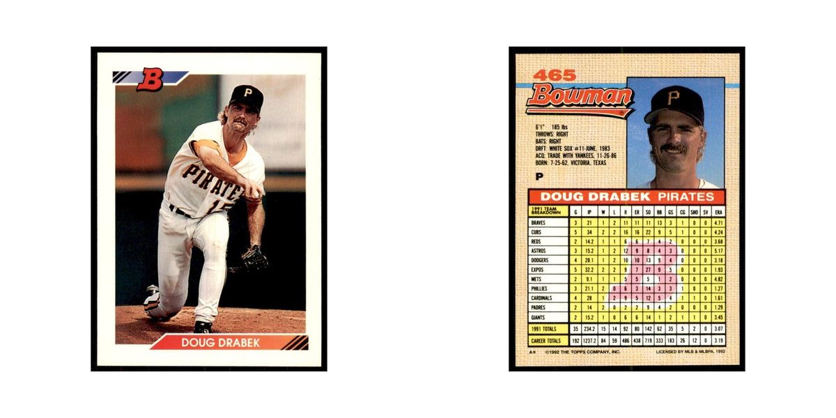 1992 Bowman Doug Drabek Baseball Cards #465