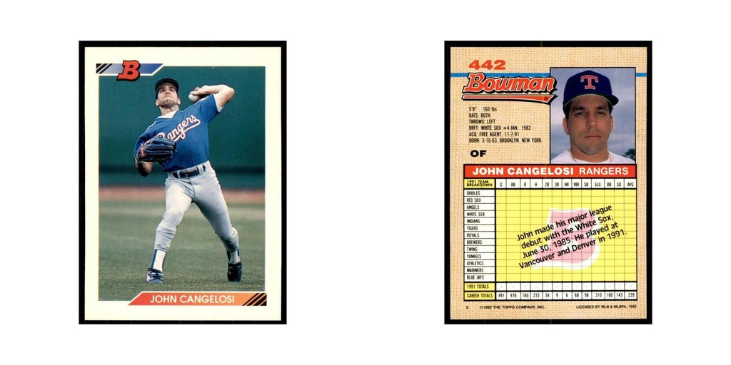 1992 Bowman John Cangelosi Baseball Cards #442