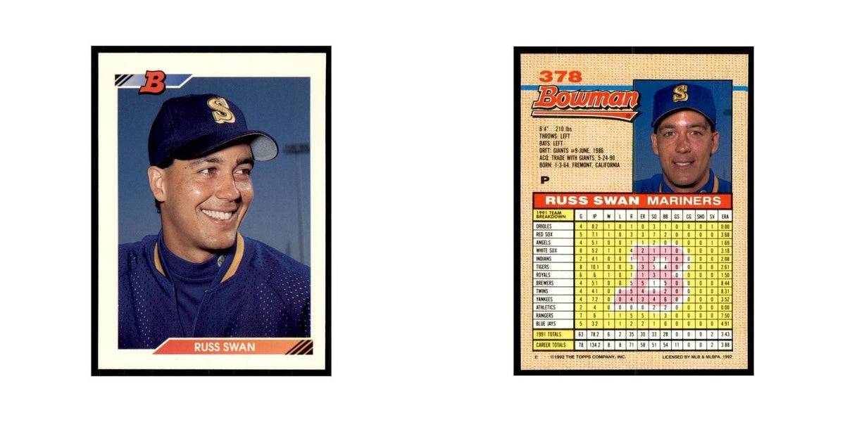 1992 Bowman Russ Swan Baseball Cards #378