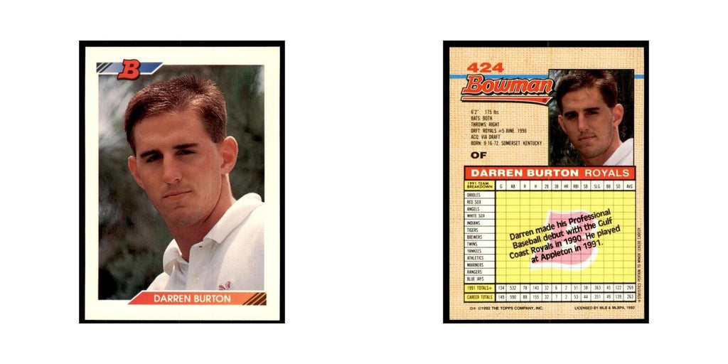1992 Bowman Darren Burton Baseball Cards #424