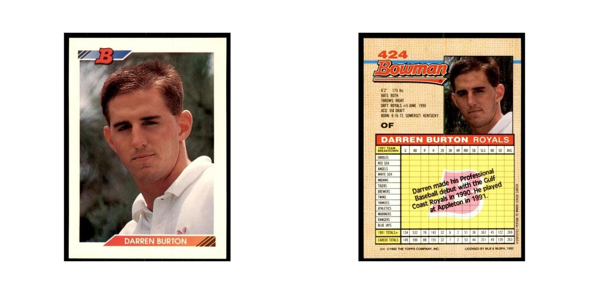 1992 Bowman Darren Burton Baseball Cards #424