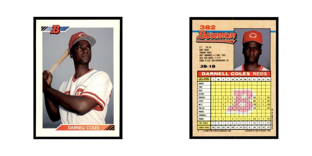 1992 Bowman Darnell Coles Baseball Cards #382