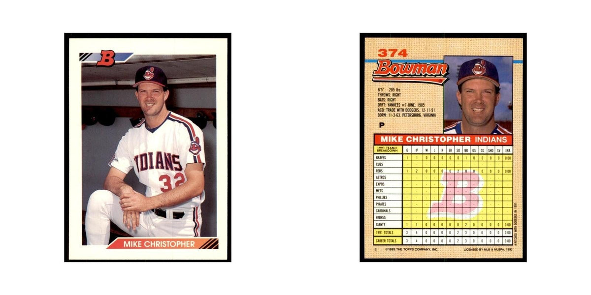 1992 Bowman Mike Christopher Baseball Cards #374