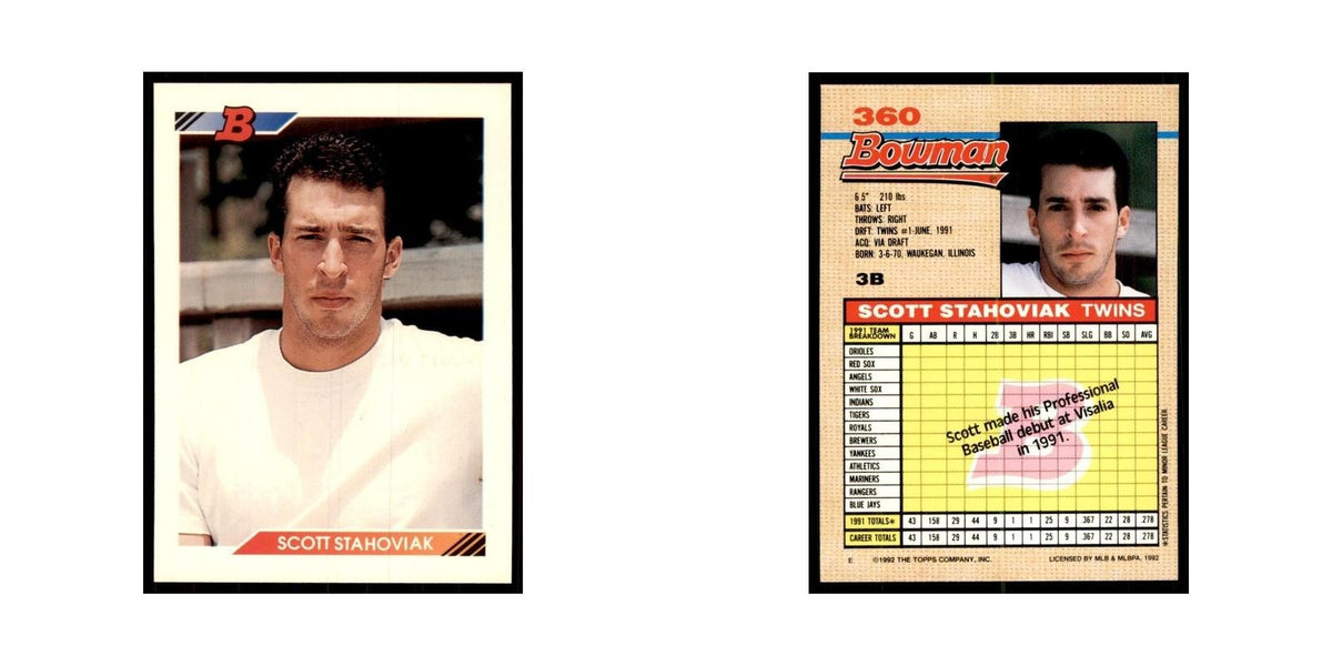 1992 Bowman Scott Stahoviak Baseball Cards #360