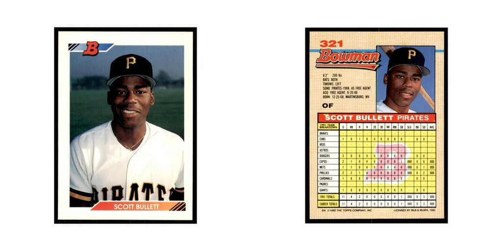 1992 Bowman Scott Bullett Baseball Cards #321