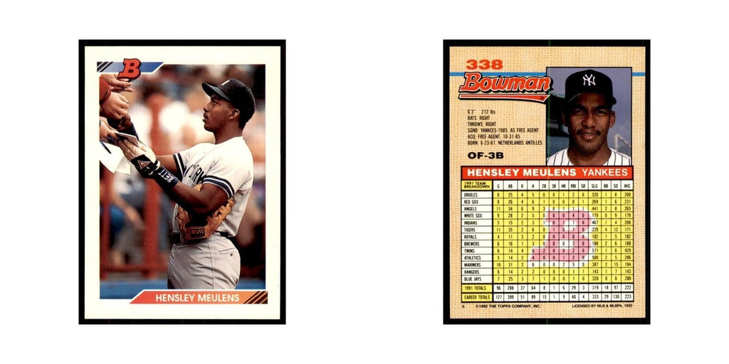 1992 Bowman Hensley Meulens Baseball Cards #338