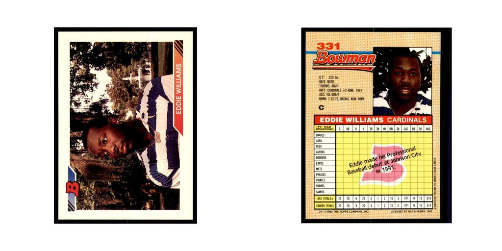 1992 Bowman Ed Williams Baseball Cards #331
