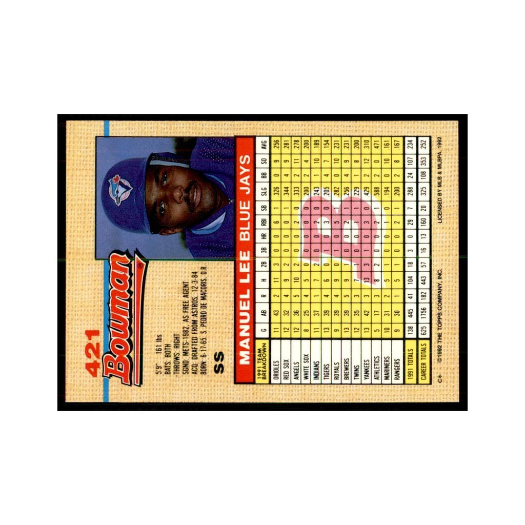 1992 Bowman Manuel Lee Baseball Cards #421