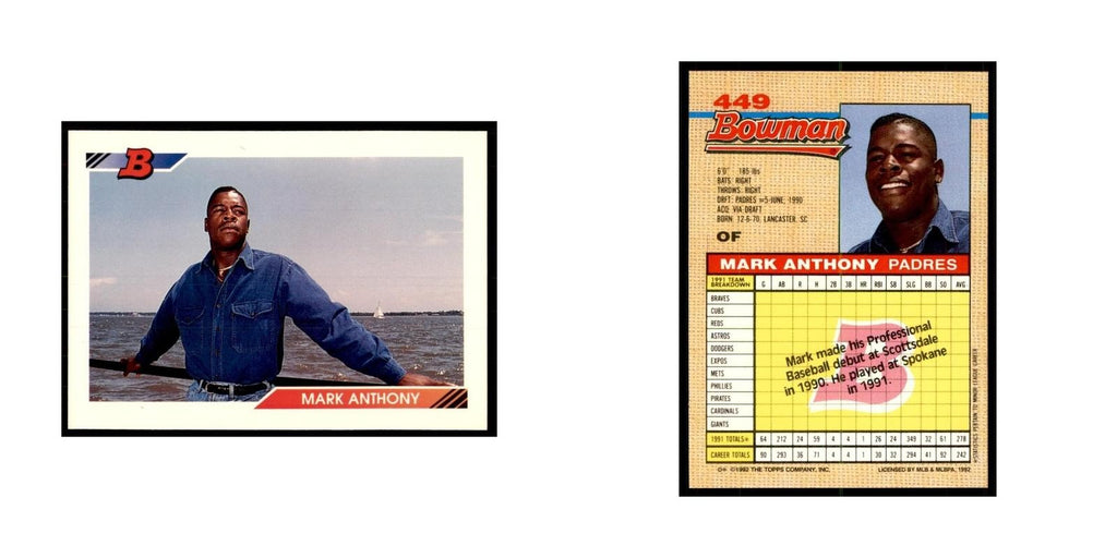 1992 Bowman Mark Anthony Baseball Cards #449