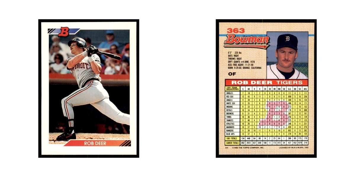 1992 Bowman Rob Deer Baseball Cards #363