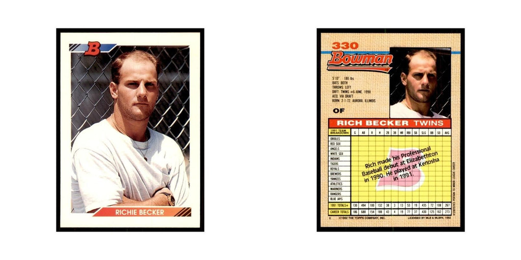 1992 Bowman Rich Becker Baseball Cards #330