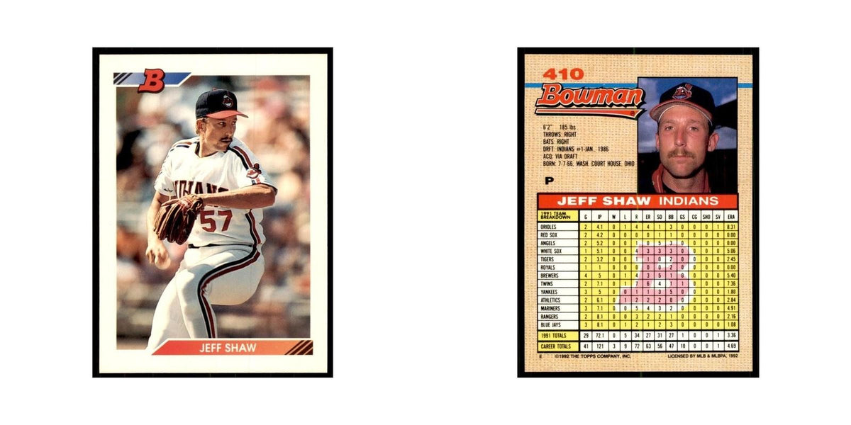 1992 Bowman Jeff Shaw Baseball Cards #410