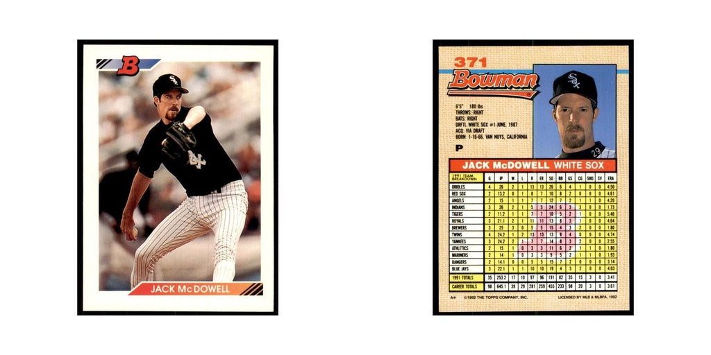1992 Bowman Jack McDowell Baseball Cards #371